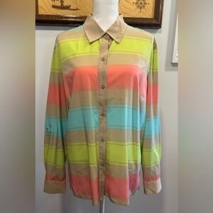 Style & Co women's XL striped long sleeve blouse w, pleated back. Excellent cond